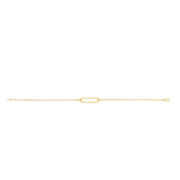 14K Paperclip Straight Open Bar Bracelet