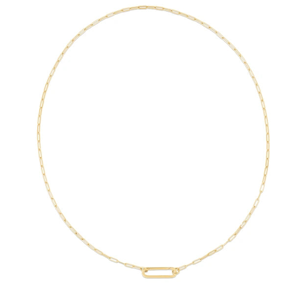 14K Elongated Link Push-lock Necklace