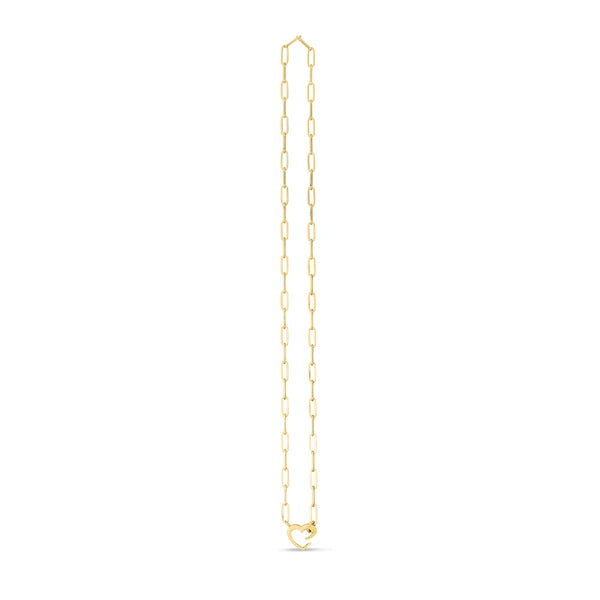 14K Paperclip Push-Lock Heart Necklace