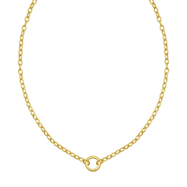 14K Push Lock Charm Necklace