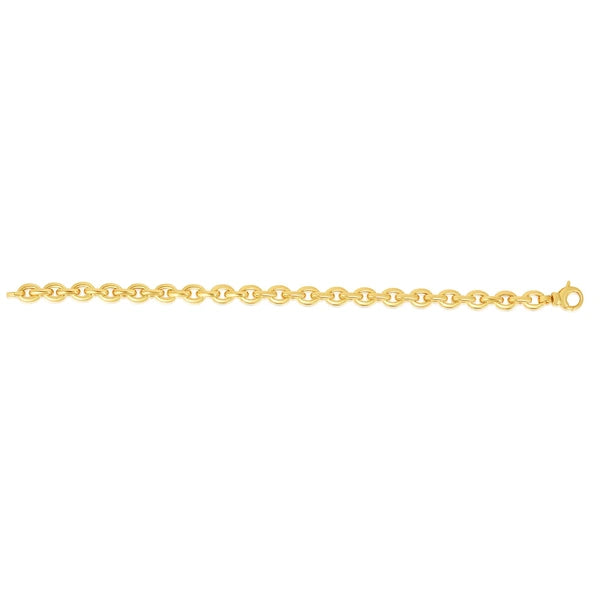 14K Gold Polished Oval Rolo Inspired Link Chain