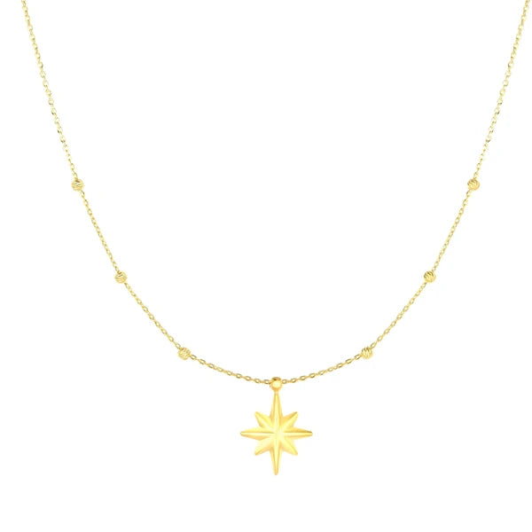14K Gold Polished North Star Necklace