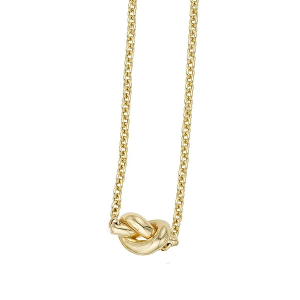 14K Gold Polished Puffed Love Knot Necklace