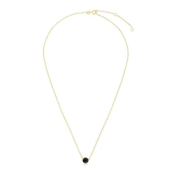 14K Gold &amp; Onyx Solitaire Necklace