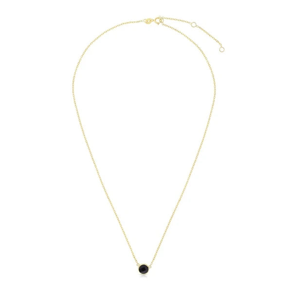 14K Gold &amp; Onyx Solitaire Necklace