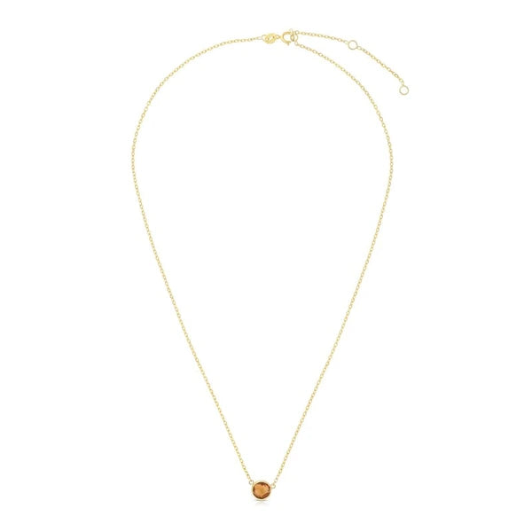 14K Gold &amp; Citrine Solitaire Necklace
