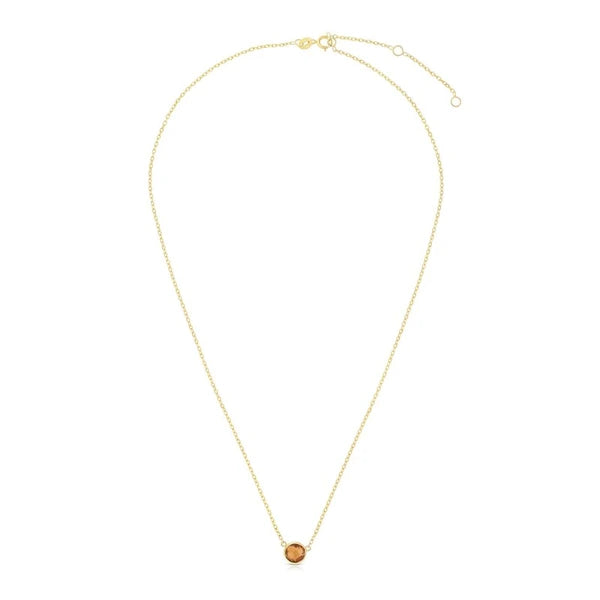 14K Gold &amp; Citrine Solitaire Necklace