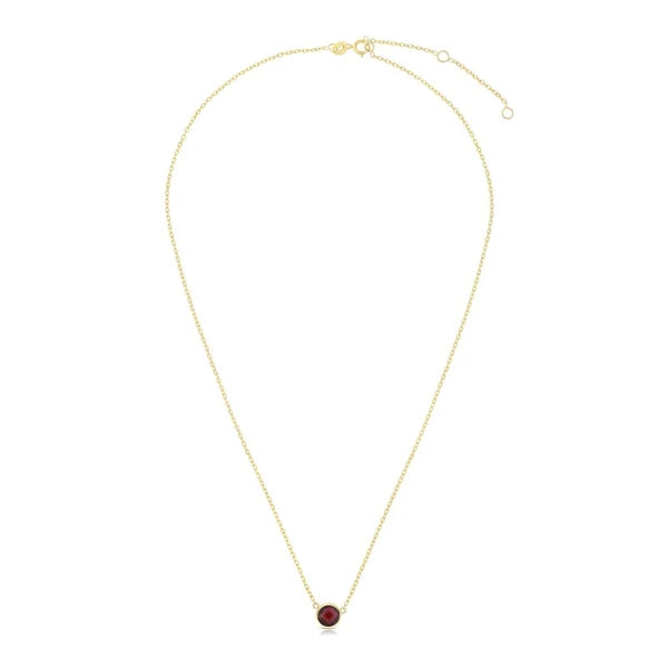 14K Gold &amp; Garnet Solitaire Necklace