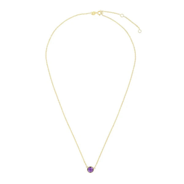 14K Gold &amp; Amethyst Solitaire Necklace