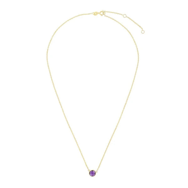 14K Gold &amp; Amethyst Solitaire Necklace