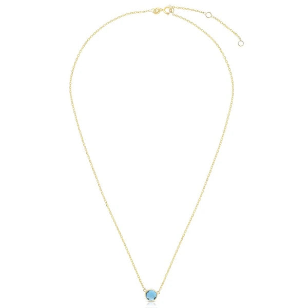 14K Gold &amp; Blue Topaz Solitaire Necklace