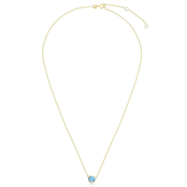 14K Gold &amp; Blue Topaz Solitaire Necklace