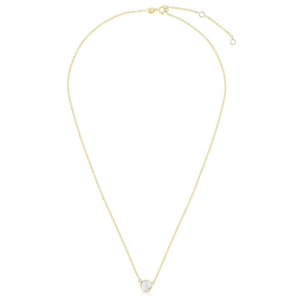 14K Gold &amp; White Topaz Solitaire Necklace