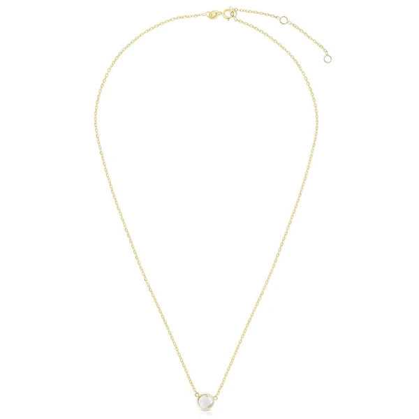 14K Gold &amp; White Topaz Solitaire Necklace