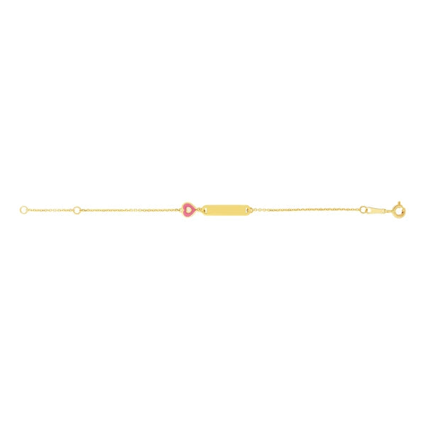 14K Gold Heart ID Bracelet