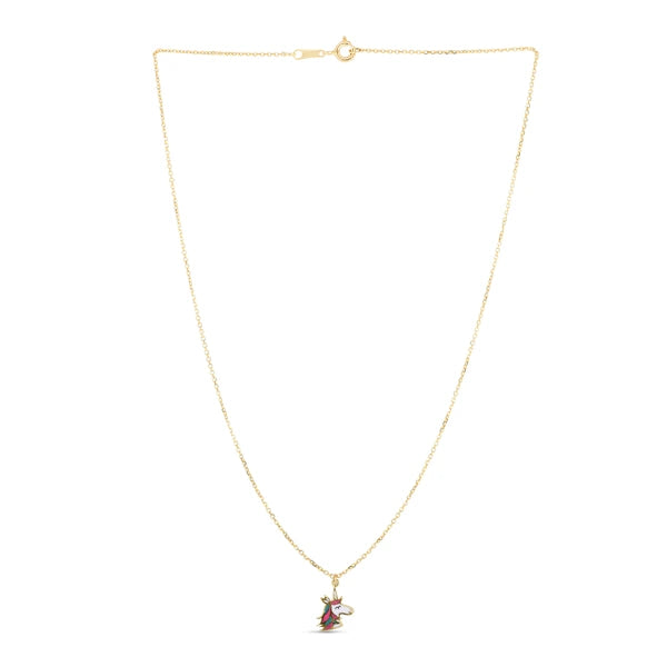 14K Gold Enamel Unicorn Necklace