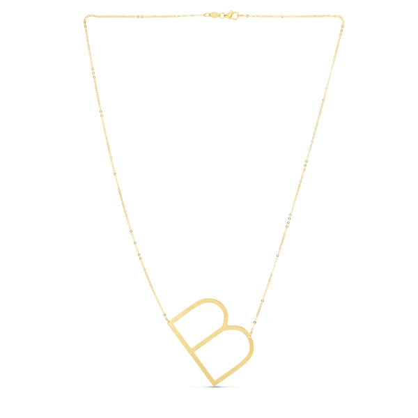 14K Gold Large Initial B Necklace