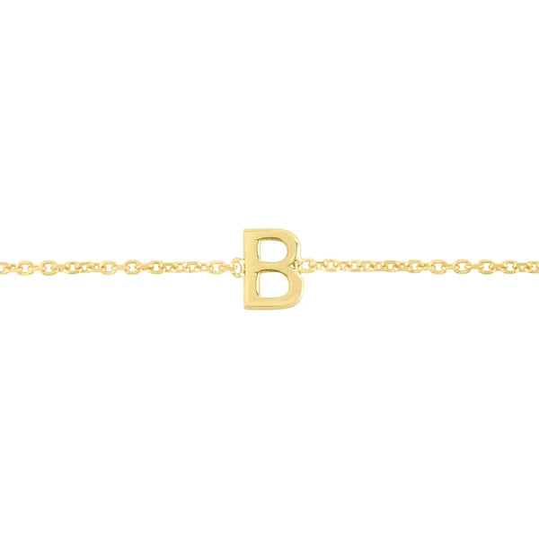 14K Mini Initial B Bracelet