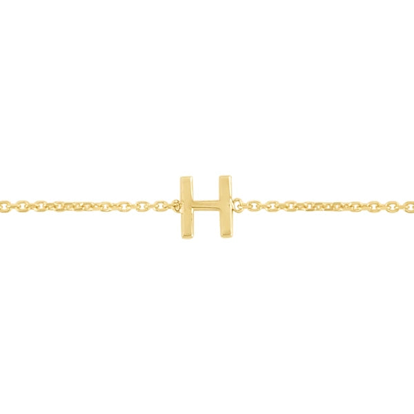 14K Mini Initial H Bracelet