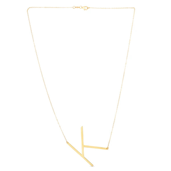 14K Gold Large Initial K Necklace