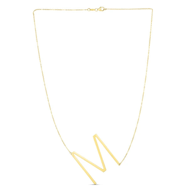 14K Gold Large Initial M Necklace