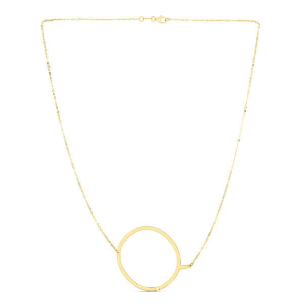 14K Gold Large Initial Q Necklace