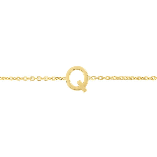 14K Mini Initial Q Bracelet