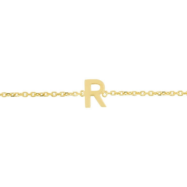 14K Mini Initial R Bracelet