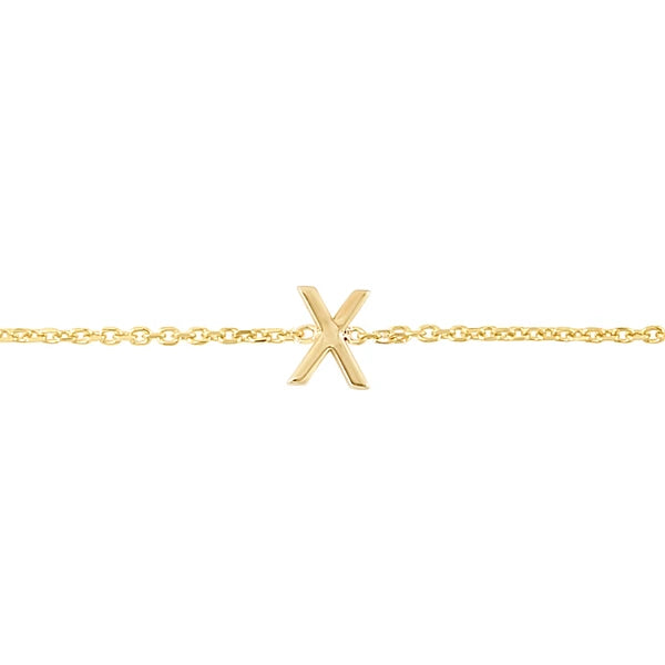 14K Mini Initial X Bracelet