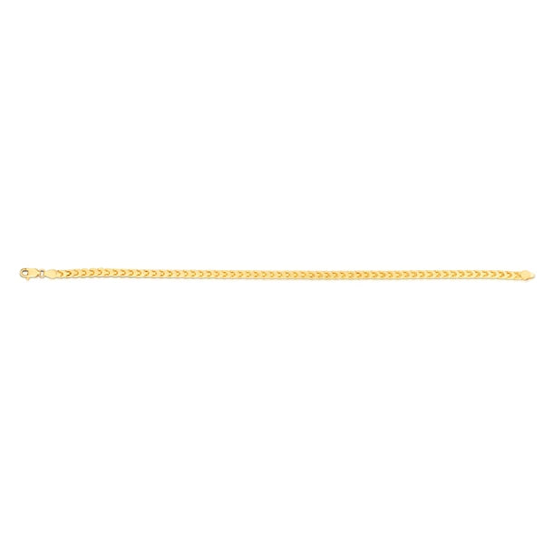 14K Gold 7.5" 3.1mm Diamond Cut Round Franco Chain