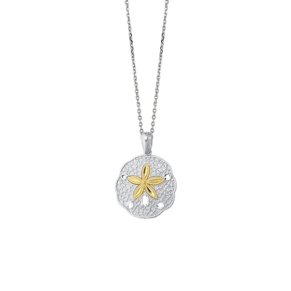 14K &amp; Silver Sand Dollar Necklace