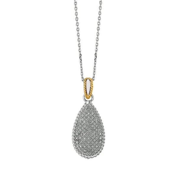 14K &amp; Silver Tear Drop Necklace