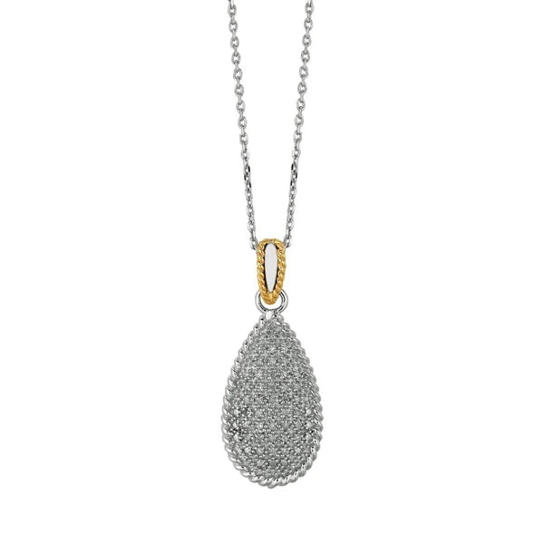 14K &amp; Silver Tear Drop Necklace