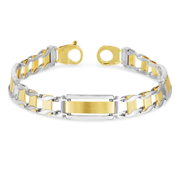 14K Two-tone Gold Railroad Link Bracelet