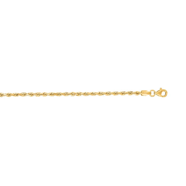 14K Gold 22" 2.5mm Diamond Cut Royal Rope Chain