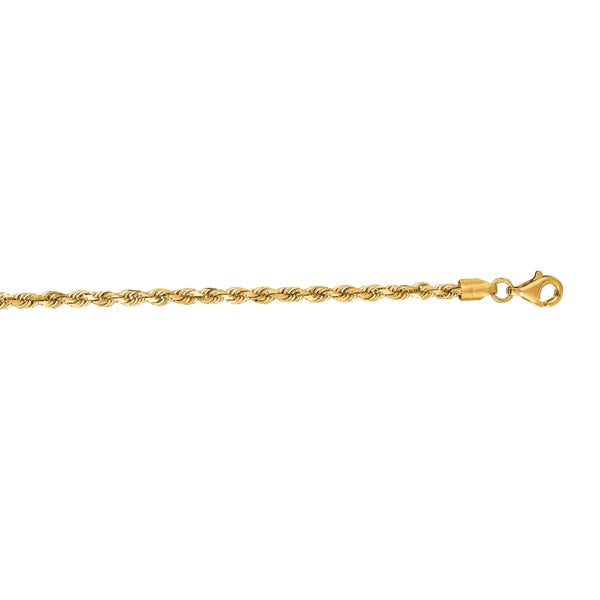 14K Gold 18" 2.75mm Diamond Cut Royal Rope Chain