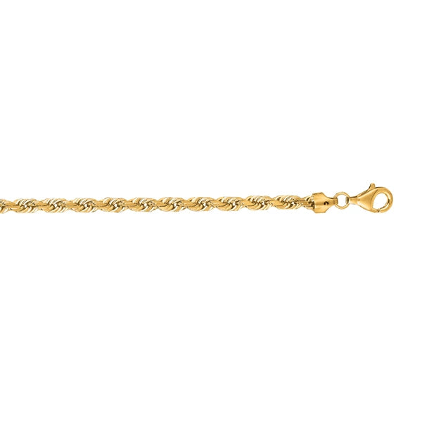14K Gold 24" 5mm Diamond Cut Royal Rope Chain