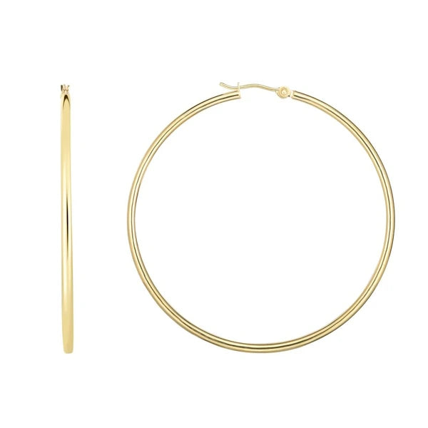 14K Gold 2x45mm Hoops