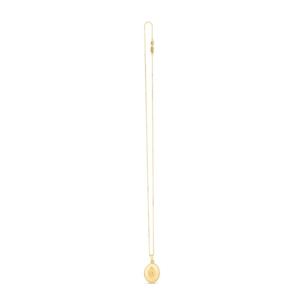 14K Diamond Oval Etched Locket