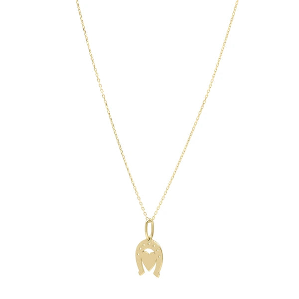 14K Heart &amp; Horseshoe Pendant