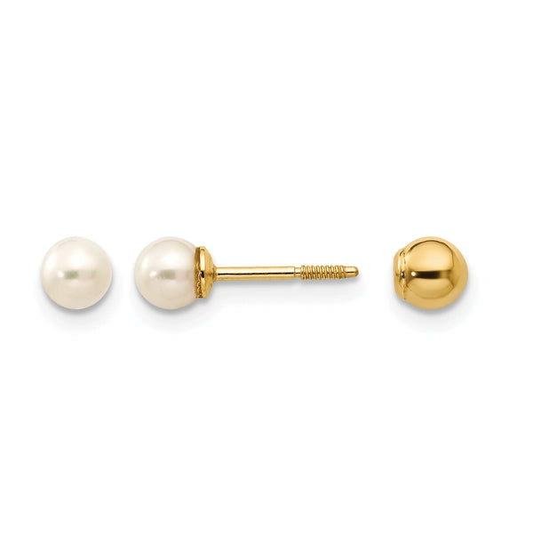 Gold Childrens Pearl Earrings