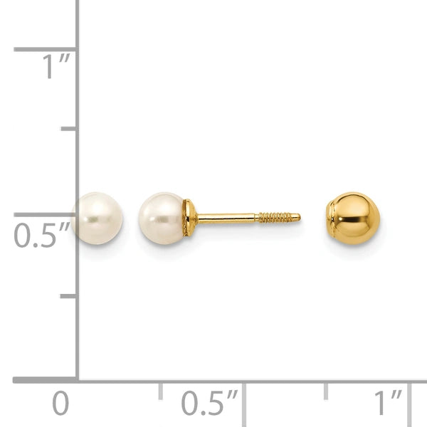 Gold Childrens Pearl Earrings