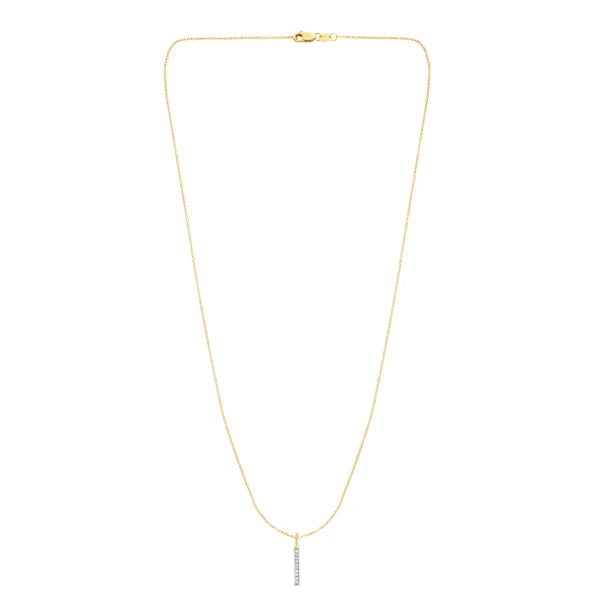 14K Gold .06ct Diamond Bar Necklace