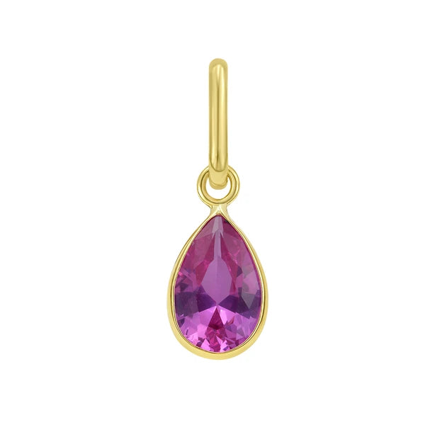 14K Pear Pink Sapphire Charm