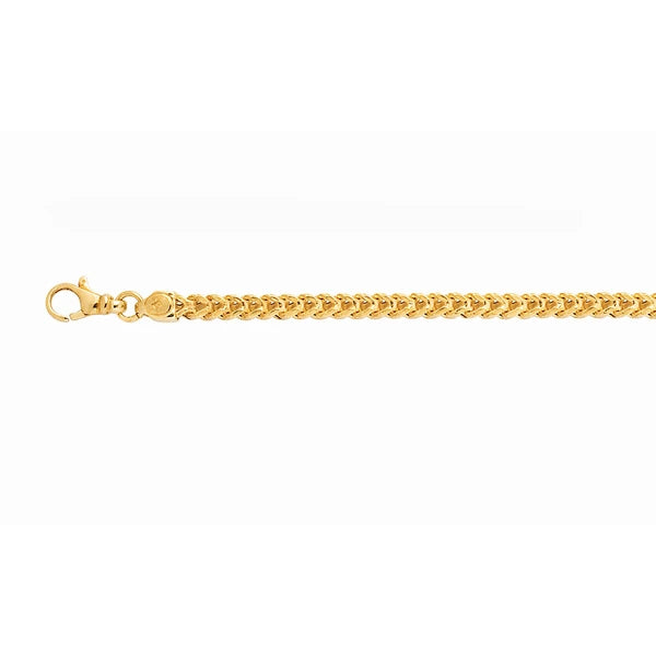 14K Gold 22" 5.3mm Semi-Solid Square Franco Chain