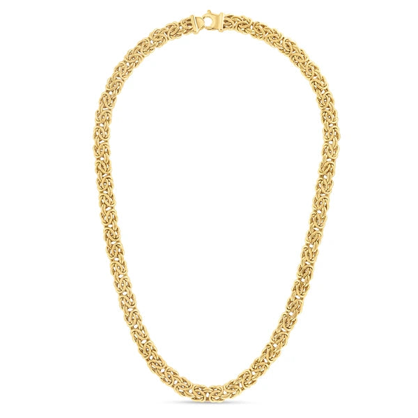14K Gold  9mm Byzantine Necklace