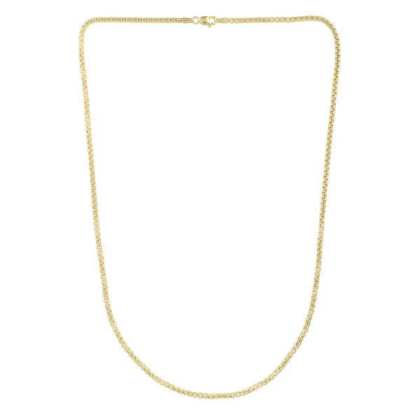 14K Gold 2.5mm Solid Round Box Chain