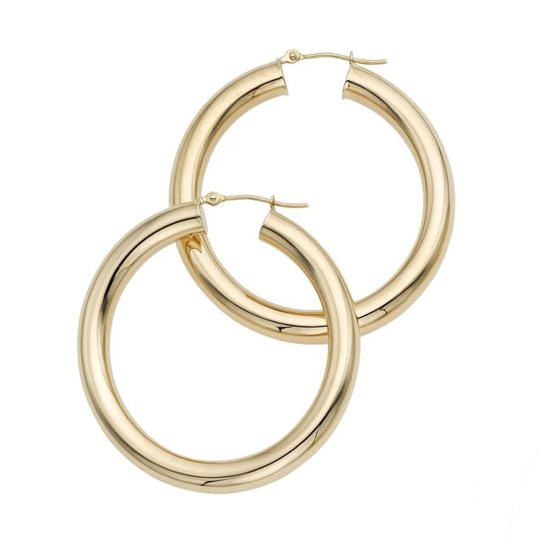 14K Gold 5x40mm Hoops