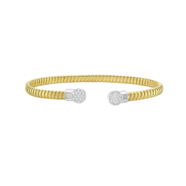 14K Diamond Round End Tubogas Cuff