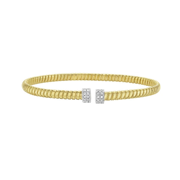 14K Diamond Endcaps Tubogas Cuff